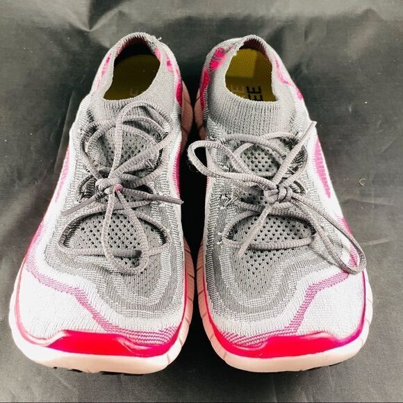 Near mint Nike Flyknit Free 5.0 raspberry wolf grey slip one sock racer wmns 9.5 - Picture 5 of 16
